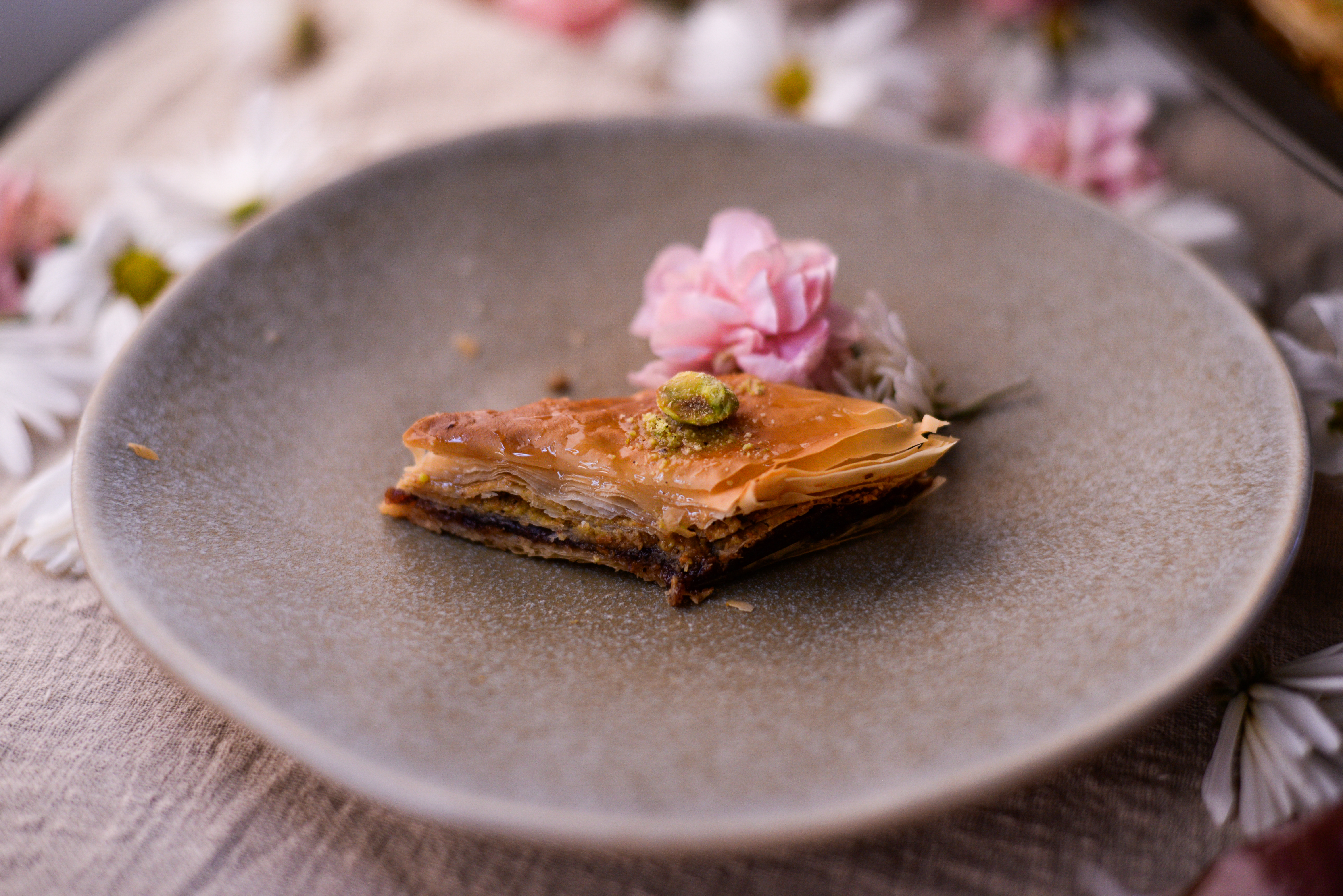 homemade baklavas red bean and pistachio