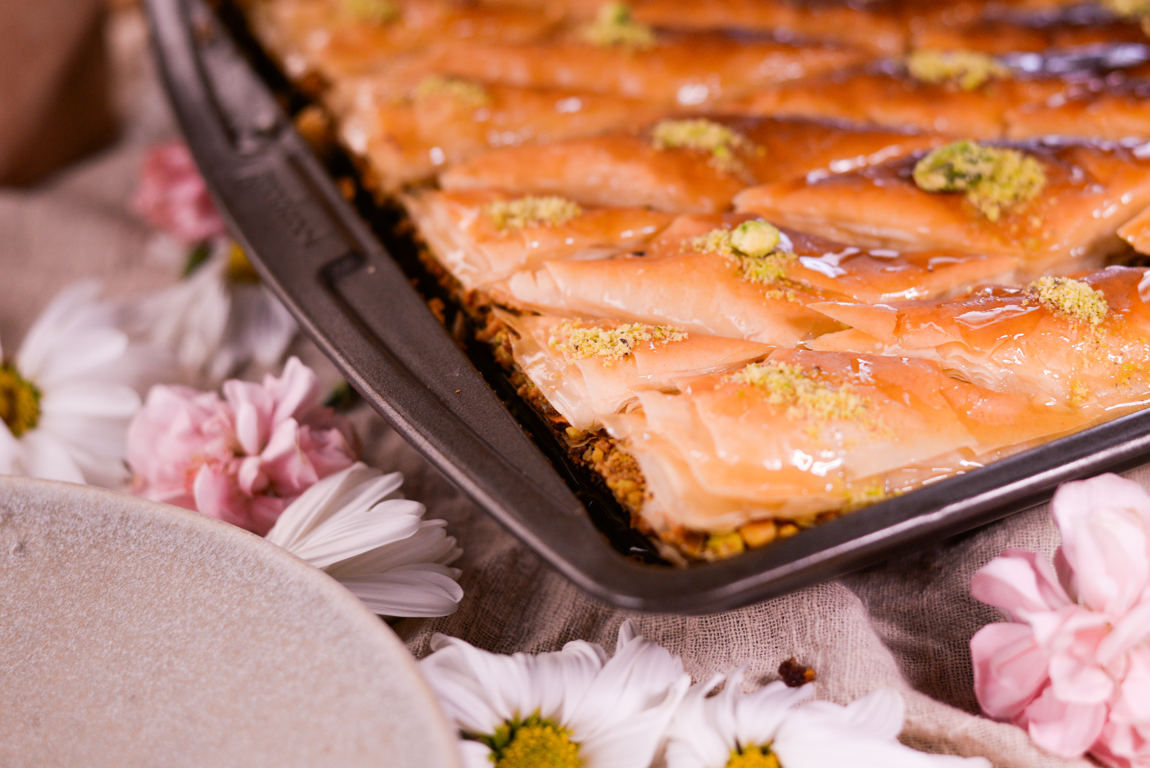 red bean and pistachio baklava